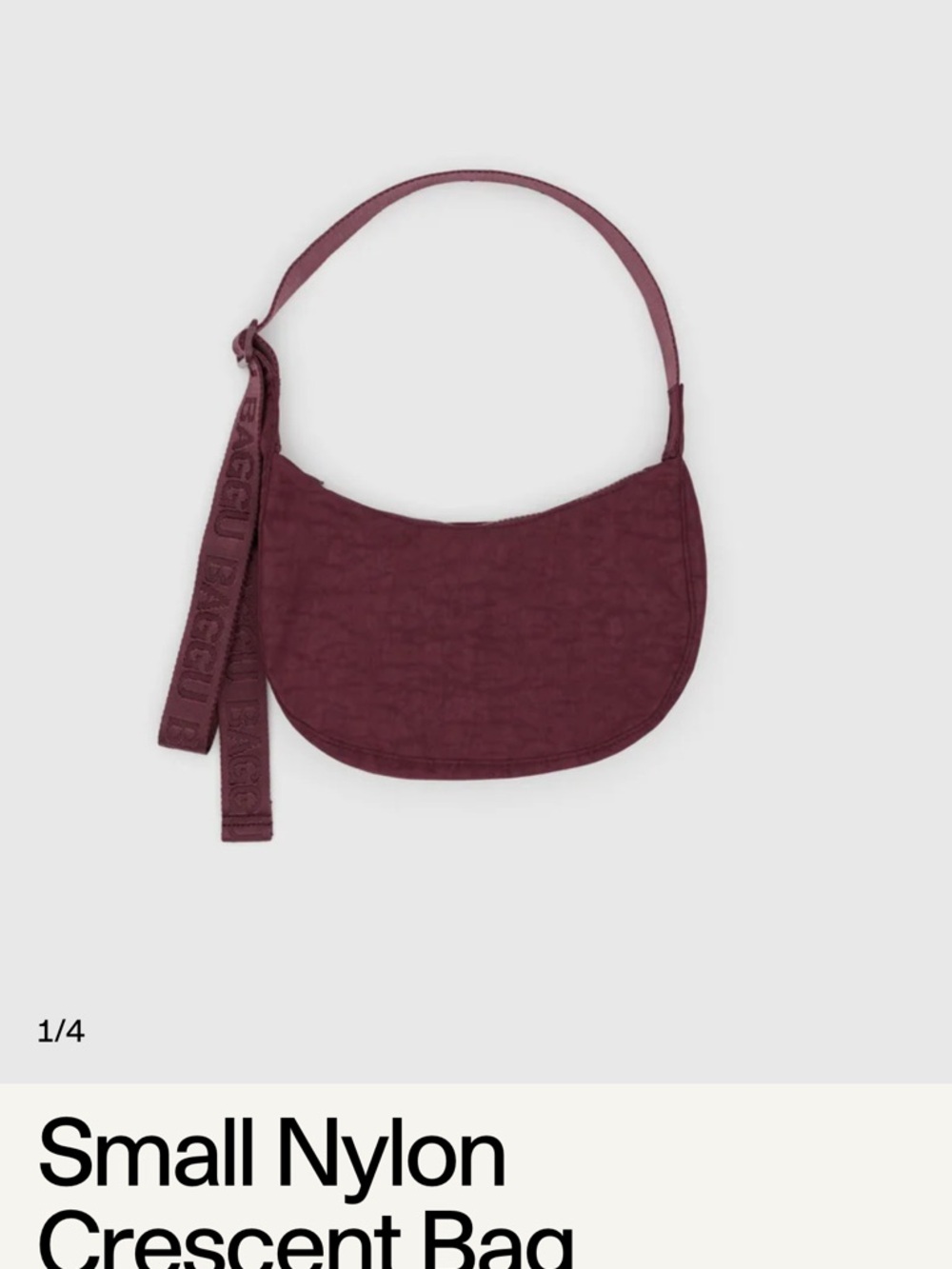 Baggu Small Nylon Crescent Bag - Maroon